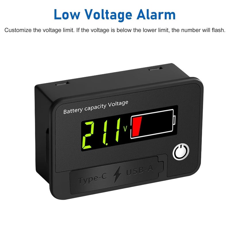 Linkstyle Battery Voltage Meter, DC 12V Voltmeter with Battery Monitor Capacity Tester USB Outlet, Digital Display Voltage Gauge Replacement - Image 5